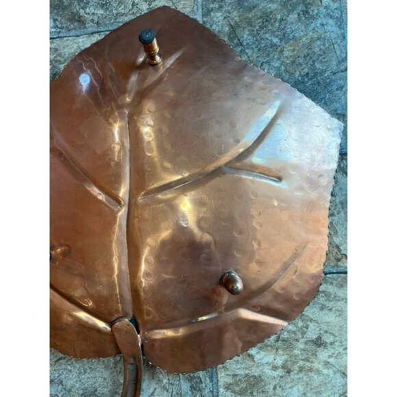 Vtg 1970's Solid Copper Maple Leaf Decorative Serving Dish Hand Hammered - Picture 5 of 10